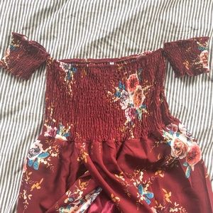 Floral burgundy high-low dress